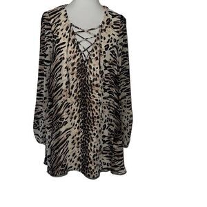Show Me Your Mumu Thunderbird Dress Long Sleeve Tunic Leopard Animal Print Small